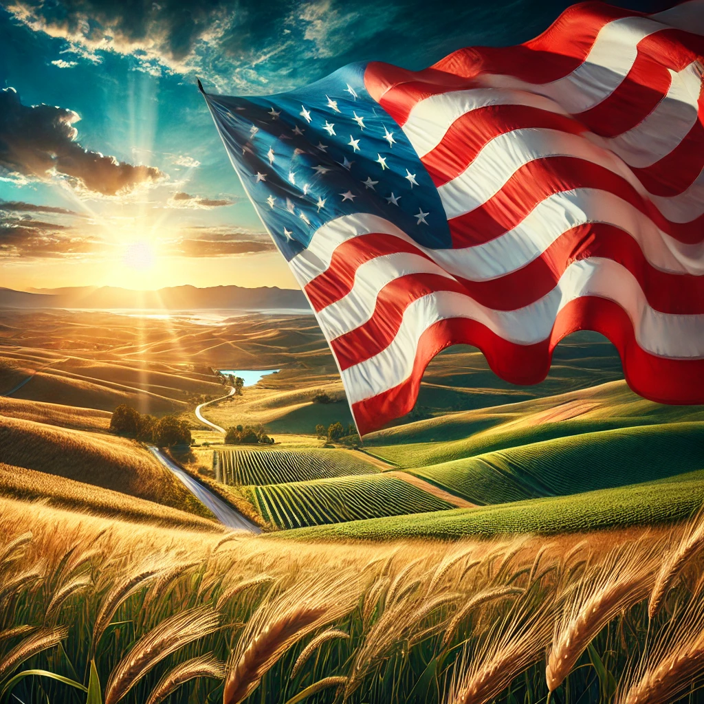 red white and blue land